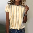thumbnail image 1 of Endives Womens Summer Top Striped Tshirt for Women Round Neck Short Sleeve T Shirt Casual Loose Fit Top Summer Basic Tee Daily Wear Yellow L, 1 of 4