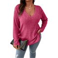 thumbnail image 1 of Endives Womens Sweater Casual Knit V Neck Solid Color Tops Lightweight Long Sleeve Tops Womens Plus XL-5XL, 1 of 6