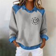 thumbnail image 1 of Endives Womens Sweatshirt Crown Shirt Long Sleeve Blouse Casual Lapel Denim Stitching Pullover Sweatshirt, 1 of 4