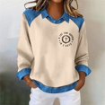 thumbnail image 1 of Endives Womens Sweatshirt Crown Shirt Long Sleeve Blouse Casual Lapel Denim Stitching Pullover Sweatshirt, 1 of 4