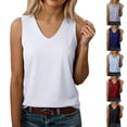 thumbnail image 1 of Endives Womens Tank Top V Neck Slim Blouse Shirt Sleeveless Solid Color Blouse Loose Camisole Tops for Women Wine, 1 of 7