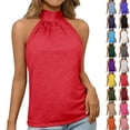 thumbnail image 1 of Endives Womens Tank Tops Halter Neck Top Casual High Neck Sleeveless Tshirt Beach Vacation Loose Fit Shirt Top Green, 1 of 7