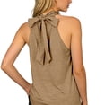 thumbnail image 1 of Endives Womens Tank Tops Halter Neck Top Casual High Neck Sleeveless Tshirt Beach Vacation Loose Fit Shirt Top Khaki, 1 of 7