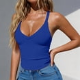 thumbnail image 1 of Endives Womens Tank Tops Ribbed Workout Tank Top With Built in Bra Tight Racerback Neck Athletic Sport Tank Top Blue, 1 of 4