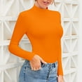 thumbnail image 1 of Endives Womens Tops Long Sleeve Mock Turtle Neck Basic Stretchy Underwear Layer Tee Shirts Orange, 1 of 1