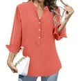thumbnail image 1 of Endives Womens Tops V Neck Button Down Open Front Short Sleeve Tshirts Business Casual Basic Tee Loose Fit, 1 of 8