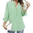 thumbnail image 1 of Endives Womens Tops V Neck Button Down Open Front Short Sleeve Tshirts Business Casual Basic Tee Loose Fit, 1 of 8
