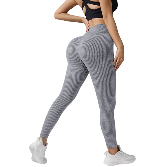 Endives Womens Yoga Legging Fitting High Waisted Hip Lifting Vertical Stripe Yoga Pants Outerwear Jogging Sports Pants