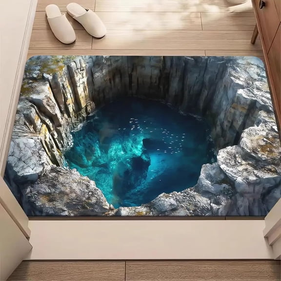 Endless Abyss Illusion Doormat – Mind-Bending 3D Visual Effect HD Printed Non-Slip Rug, Creative Abyss Carpet for Living Room and Bedroom