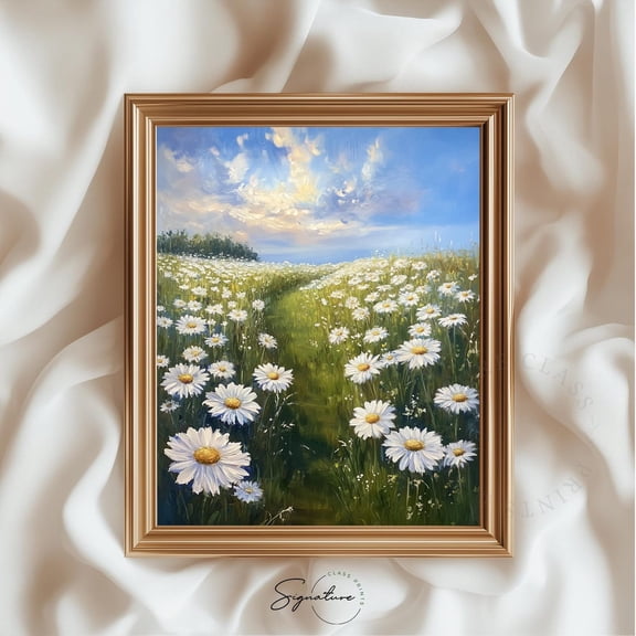Endless Daisy Field Spring Wall Art, Floral Landscape, Cottagecore Meadow Decor, Nature-Inspired Poster 3616 Unframed Paper Print