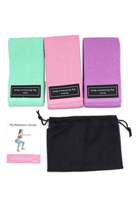 EL-1044 Resistance Loop Bands with Light, Medium & Heavy Resistance Level - Multi Color - Set of 3
