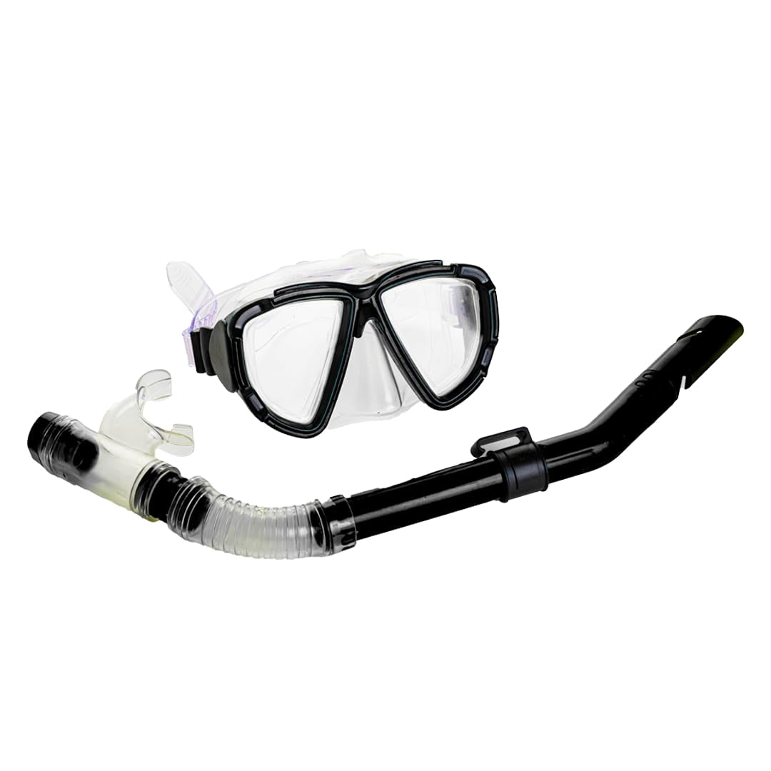 Endless EL1015 Snorkel Mask with Dry Top Breathing System | Black | Material : Silicon, Plastic | With Anti-Fog and UV Protection | Diving Mask with Waterproof Equipment for Adults and Children