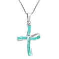 thumbnail image 1 of Endless Faith Infinity Cross with Green Turquoise Inlay Sterling Silver Necklace, 1 of 5