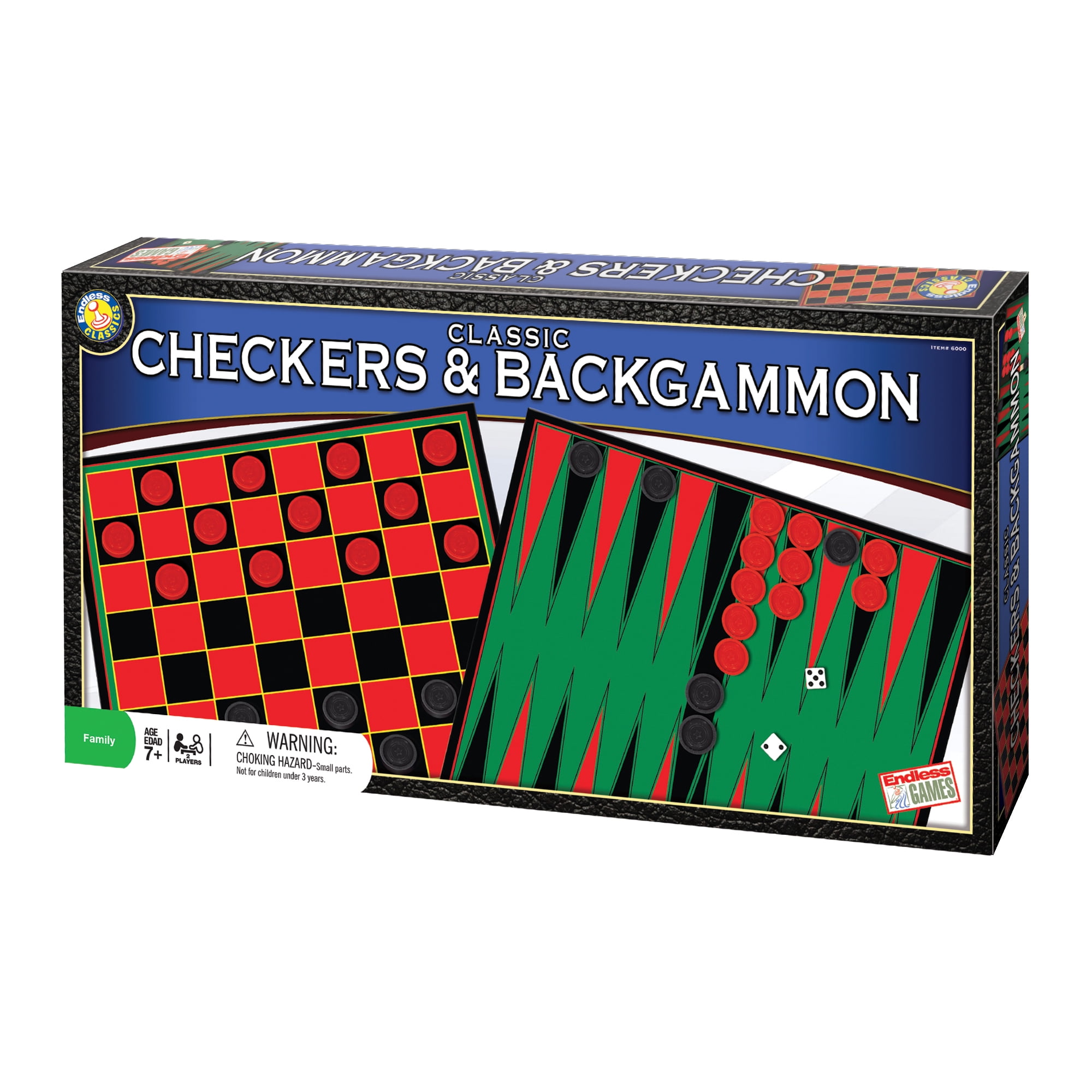 Endless Games Family Endless Classics Checkers & Backgammon, Age 7+
