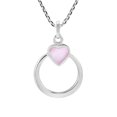 thumbnail image 1 of Endless Halo Heart Pink Mother of Pearl Inlay Sterling Silver Pendant Necklace, 1 of 5