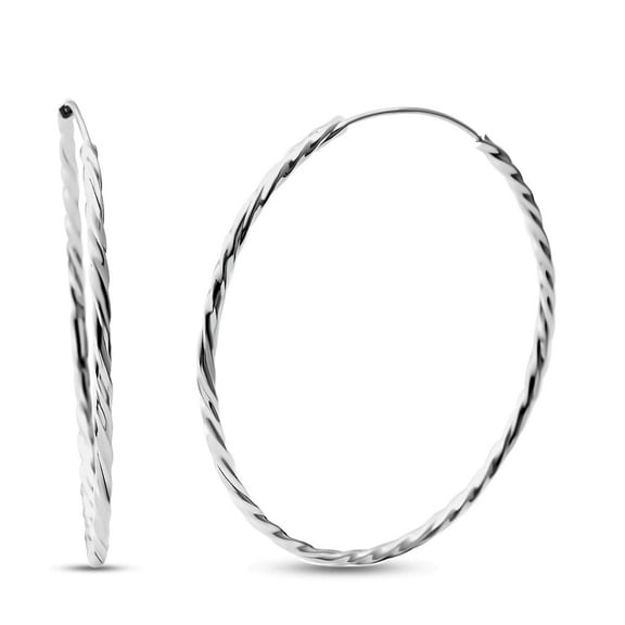 Endless Hoop Earrings for Women Jewelry 925 Sterling Silver Twisted Everyday Jewelry Minimalist Birthday Valentines Day Gifts for Women