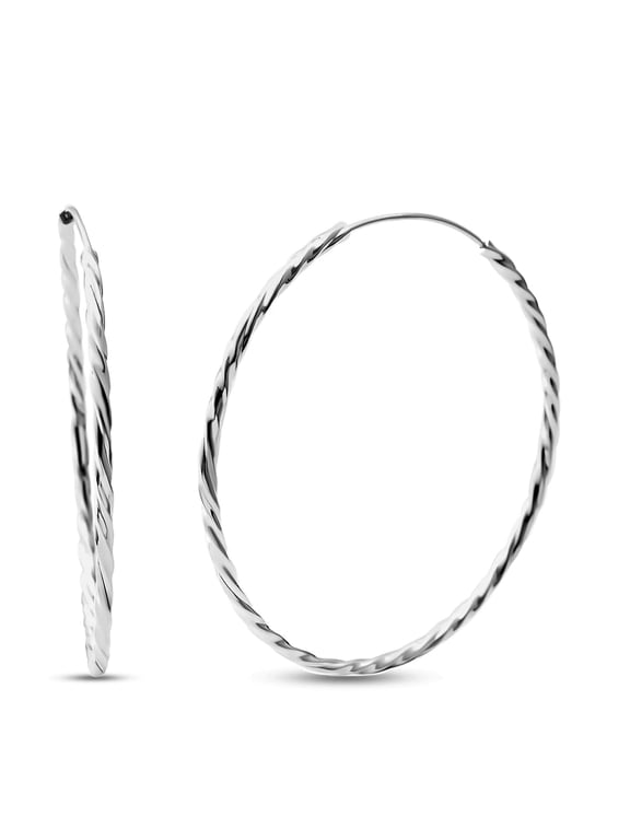 Endless Hoop Earrings for Women Jewelry 925 Sterling Silver Twisted Everyday Jewelry Minimalist Birthday Valentines Day Gifts for Women