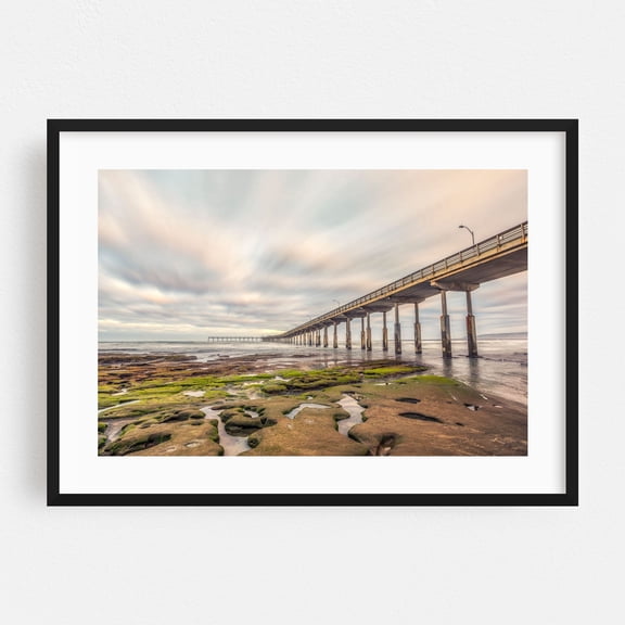 Endless Horizon - San Diego California Photography Bridge Coastal Seascape Ocean Landscape Scenic Nautical Black Framed Wall Art Print 12 x 18 inches