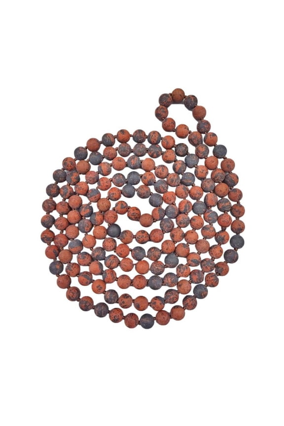 Endless Infinity Matte Finish Mahogany Obsidian Beaded Long Endless Infinity Mala Style Necklace, 60 Inches Long