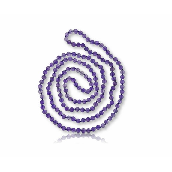 Endless Infinity Matte Finish Semi-Precious Stone Amethyst Beaded Long Endless Infinity Mala Style Necklace, 60 Inches Long.