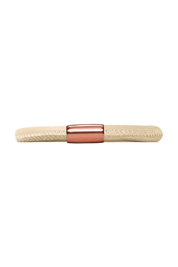 Nude Leather 21cm/8.5inch Single Leather Bracelet Rose Gold-Tone Finish