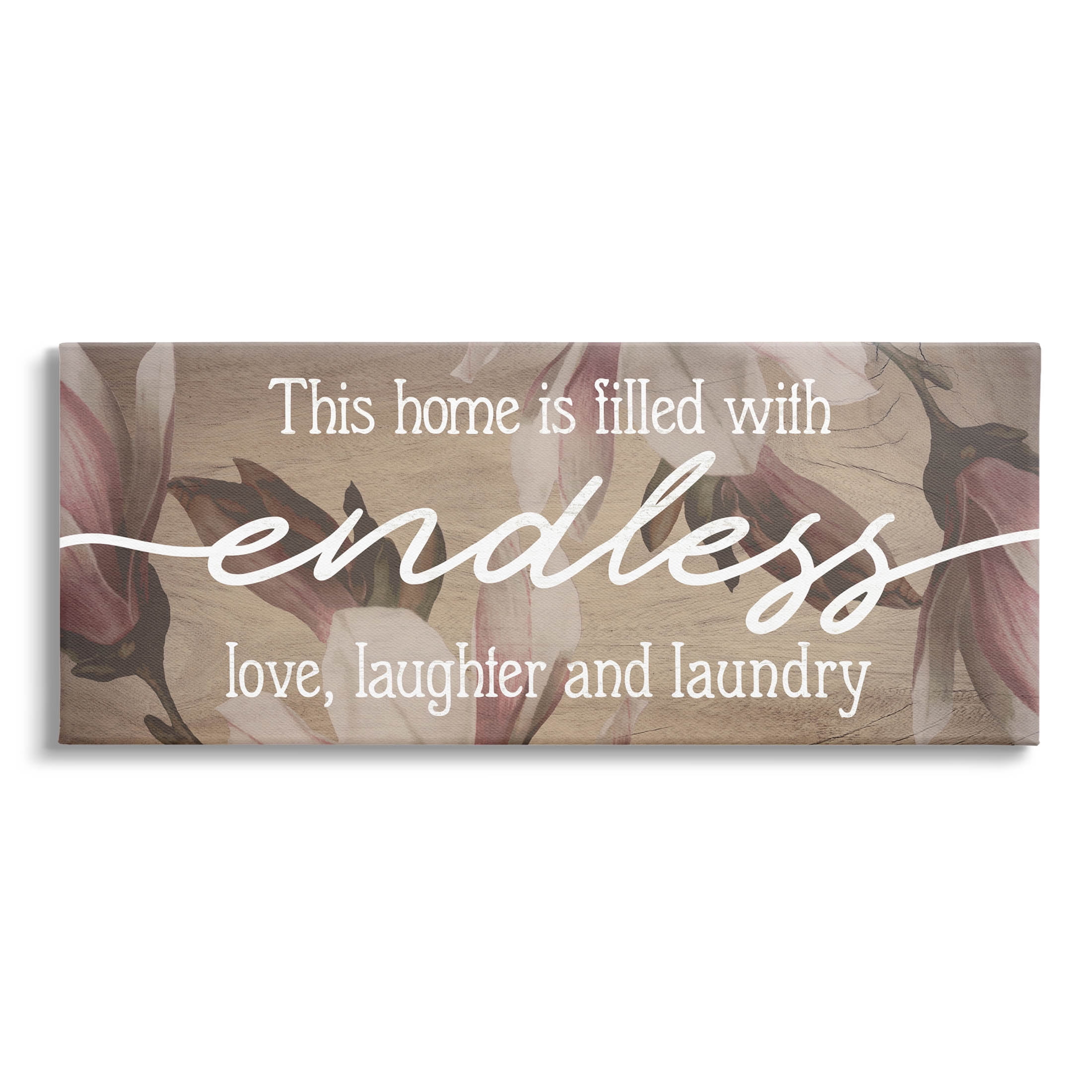 Endless Love Laughter Laundry Phrase Botanical & Floral Graphic Art Gallery Wrapped Canvas Print Wall Art