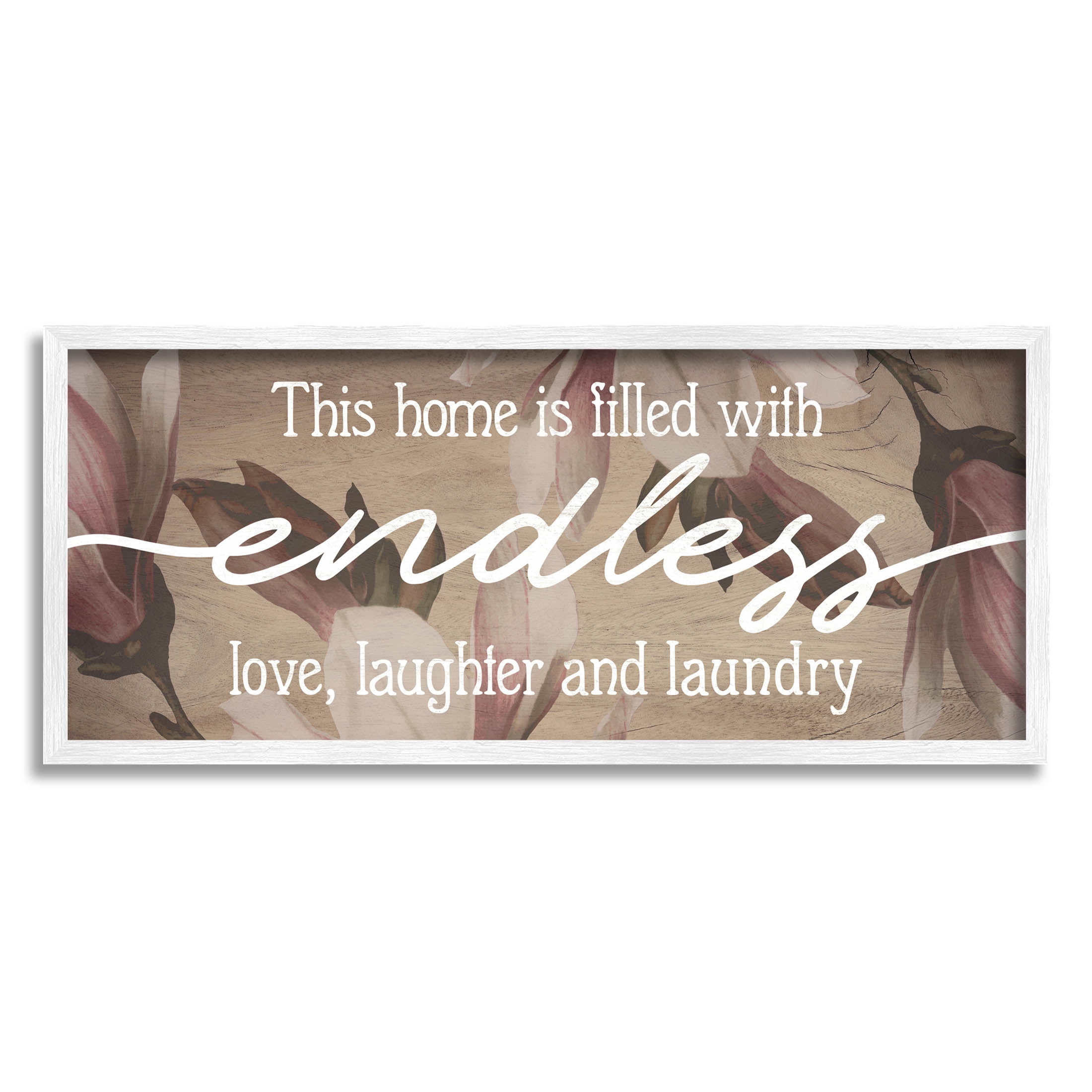 Endless Love Laughter Laundry Phrase Botanical & Floral Graphic Art White Framed Art Print Wall Art