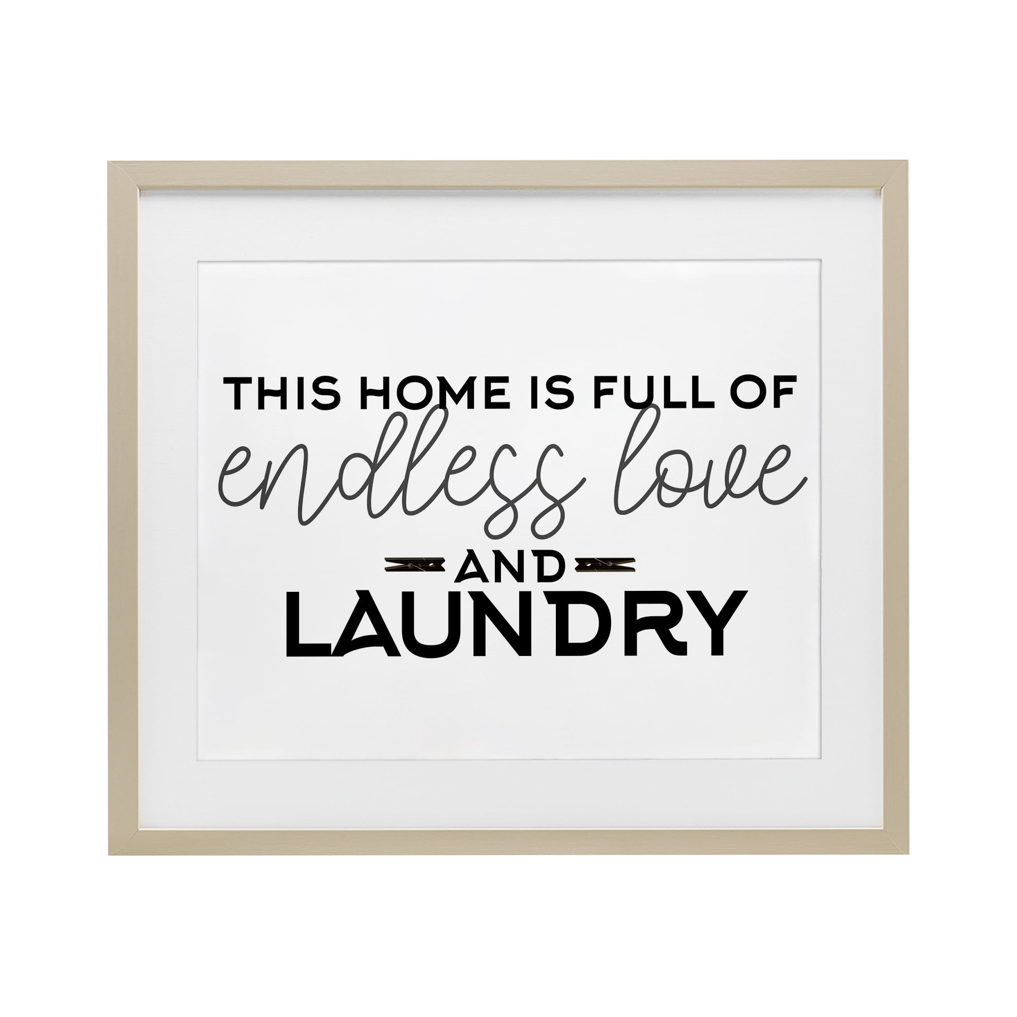 Endless Love & Laundry Minimal Birch Framed Print Under Glass, design by Kim Allen