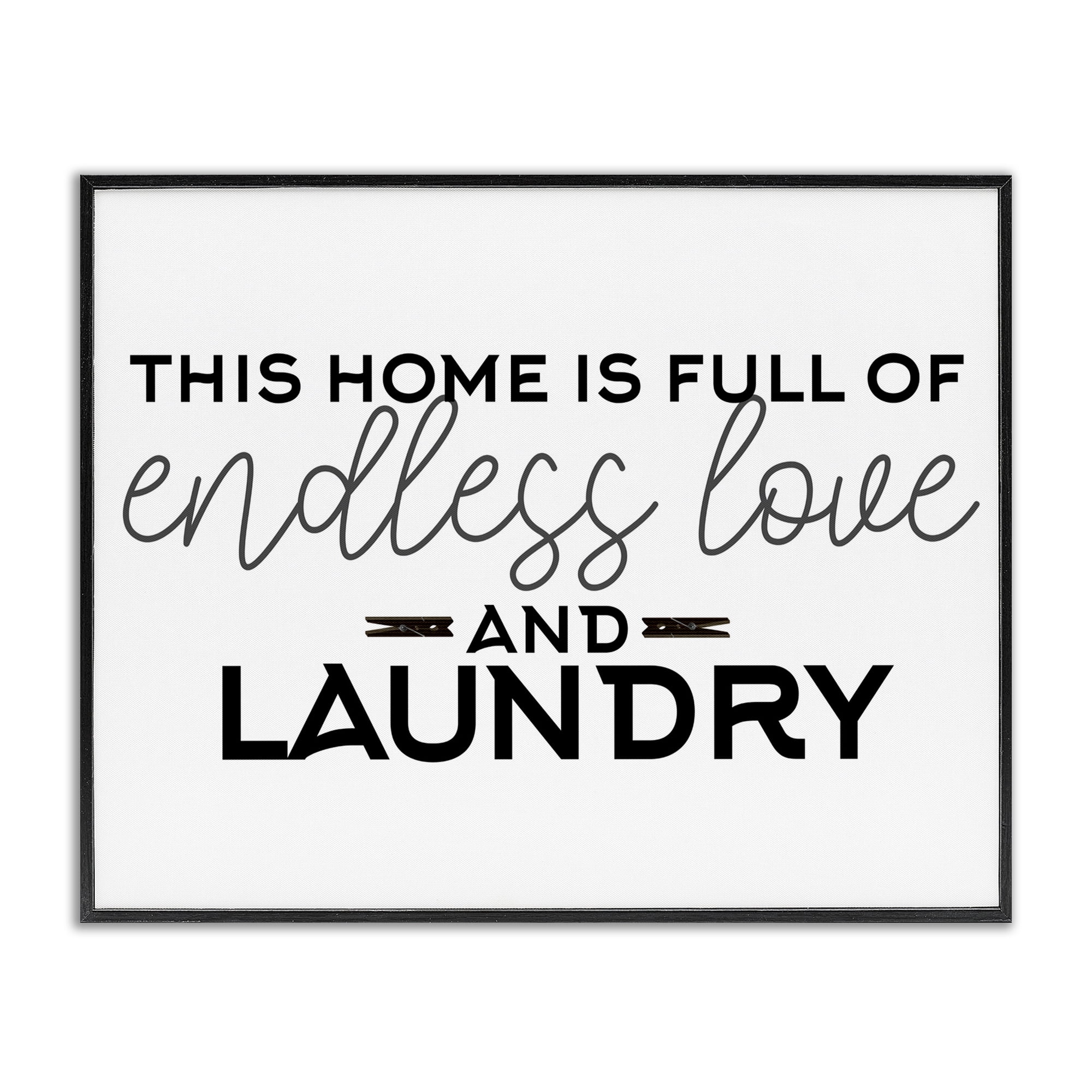 Endless Love & Laundry Minimal Black Framed Giclee Art, design by Kim Allen