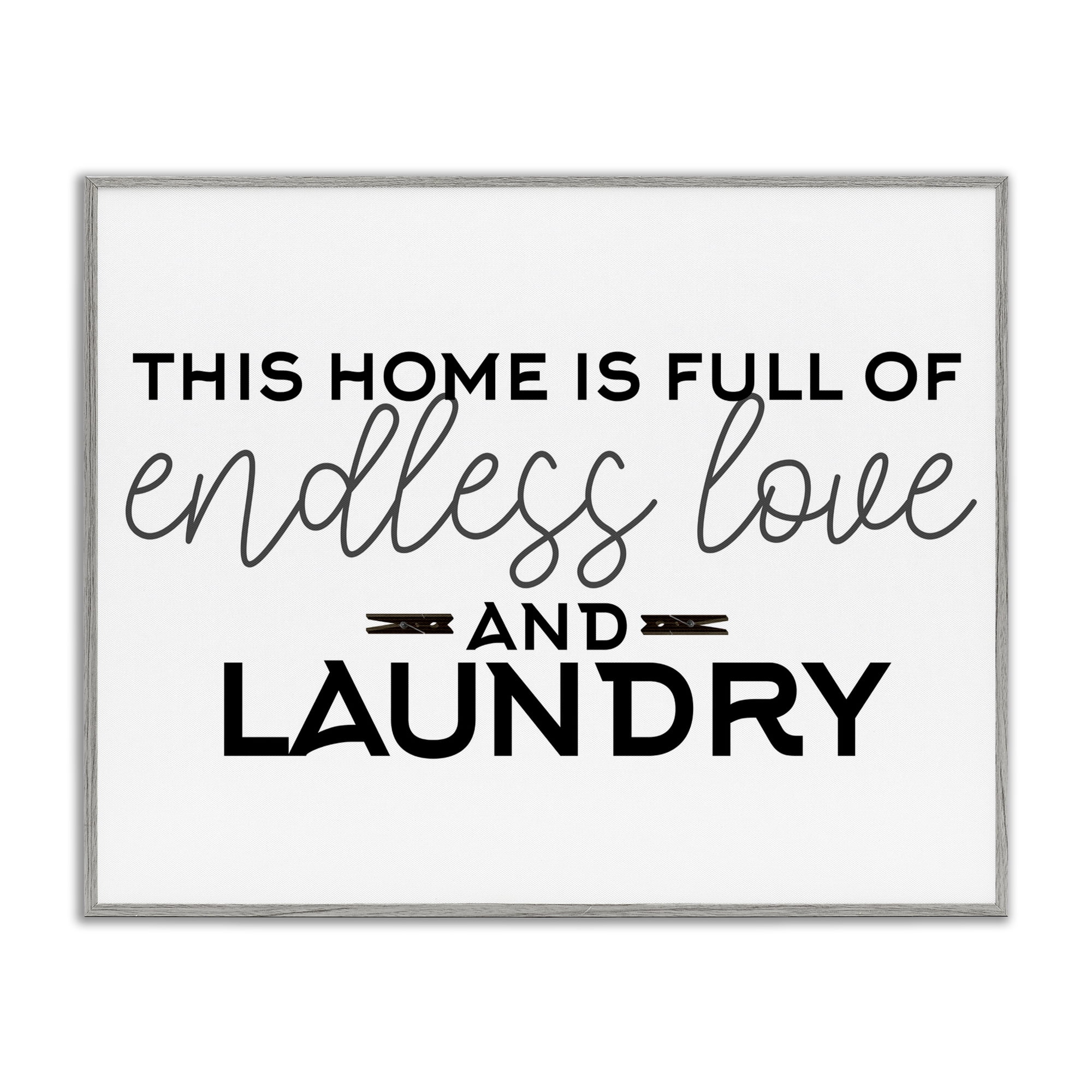 Endless Love & Laundry Minimal Gray Framed Giclee Art, design by Kim Allen