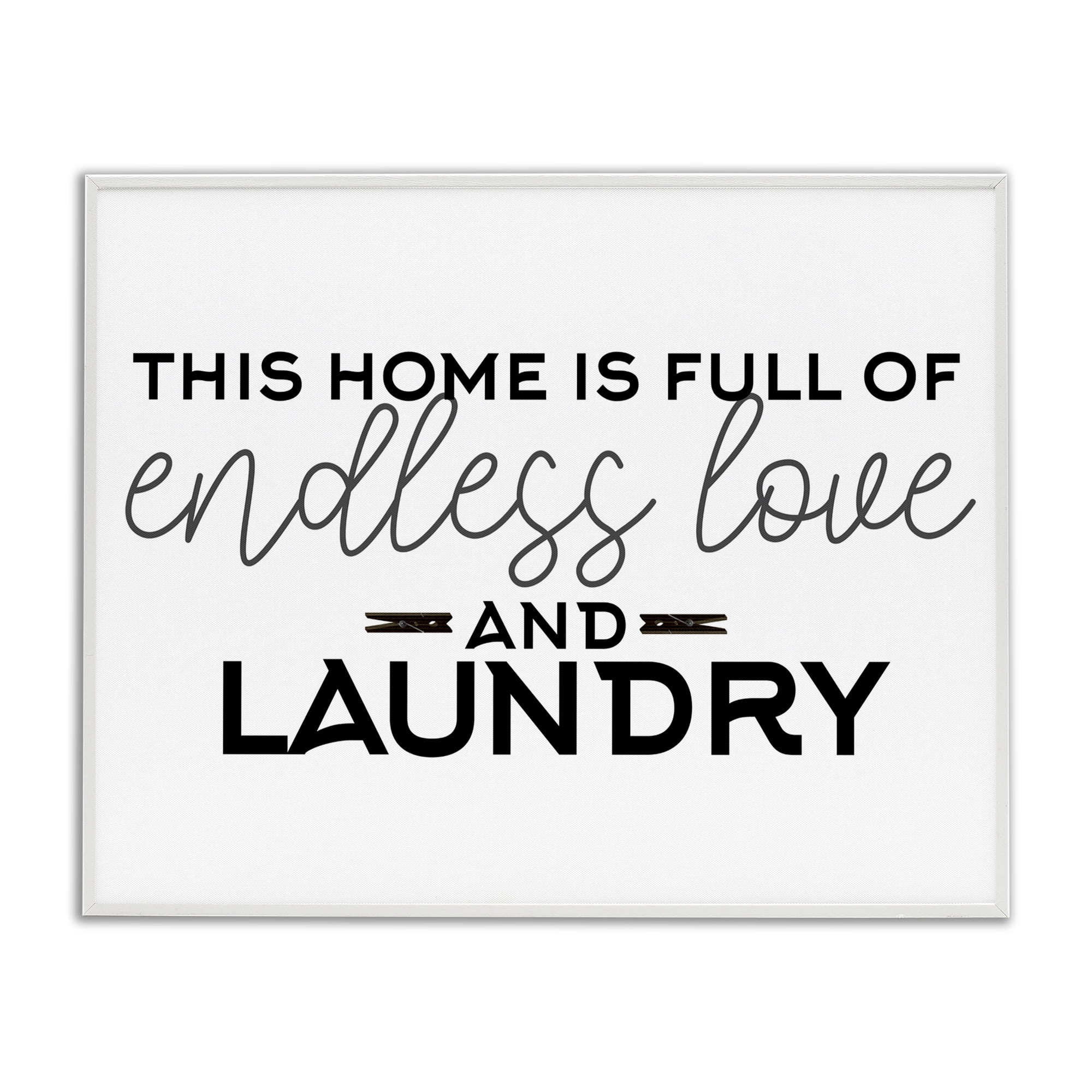 Endless Love & Laundry Minimal White Framed Giclee Art, design by Kim Allen