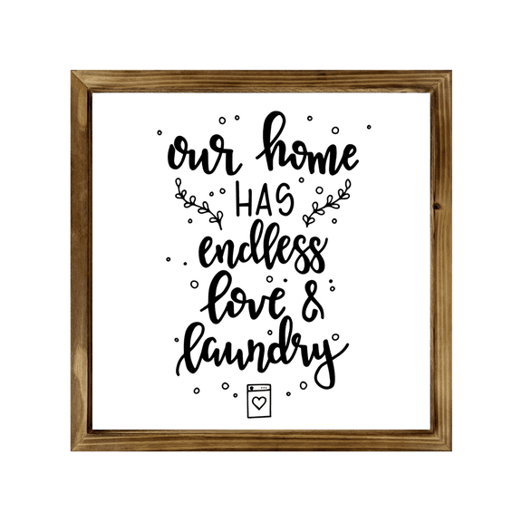 Endless Love & Laundry Sign 12x12 Inch, Rustic Farmhouse Decor Home Sign, Wall Decorations Living Room, Modern Farmhouse Wall Decor, Laundry Sign and Laundry Room Decor with Solid Wood Frame