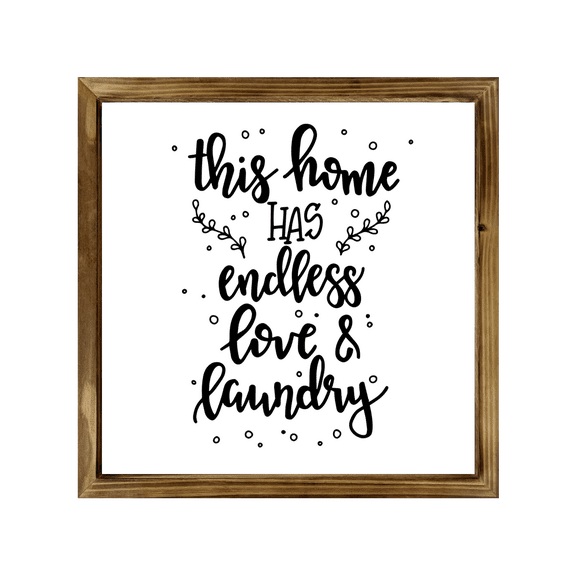 Endless Love & Laundry Sign 16x16 Inch, Rustic Farmhouse Decor Home Sign, Wall Decorations Living Room, Modern Farmhouse Wall Decor, Laundry Sign and Laundry Room Decor with Solid Wood Frame