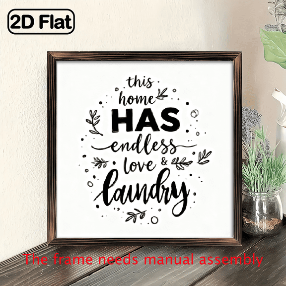 Endless Love Laundry Sign 8x8 Inch, Rustic Farmhouse Decor Home Sign, Wall Decorations Living Room, Modern Farmhouse Wall Decor, Laundry Sign and Laundry Room Decor with Solid Wood Frame