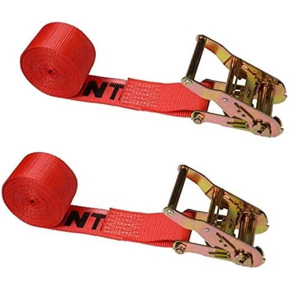 , Endless Ratchet Straps, 2 Inch Wide X 10 Foot Long, Red Ratchet Straps, Wide Handle Ratchet Tie Down, Endless Straps, Dependable Strap for Bundling, 2 Pack$$Tools & Hardware Other