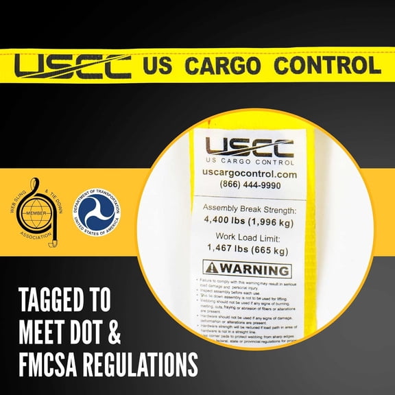 Endless Ratchet Straps 2 Inch x 10 Foot (4-Pack), 4,400 LBS Break Strength, Yellow Heavy Duty Tie Down Straps for Flatbed Trailers and Cargo Bundling