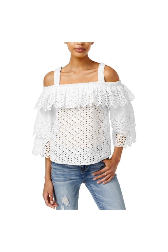 Womens Cold Shoulder Knit Blouse