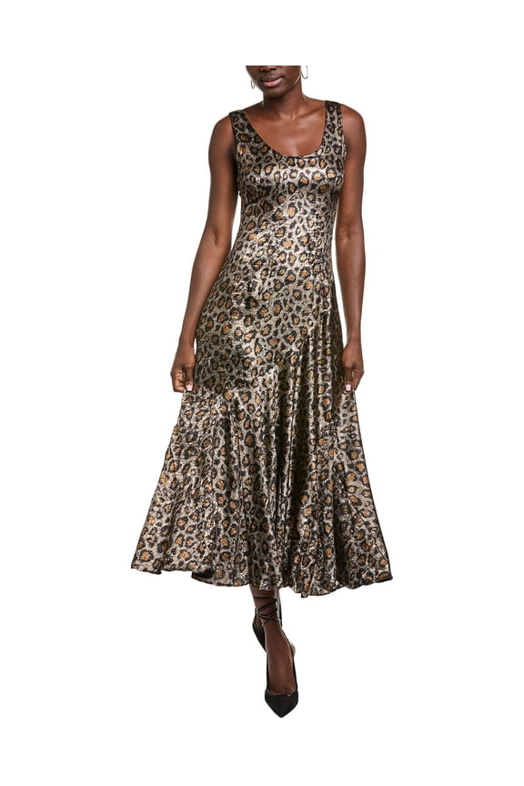 womens  Animal Print Maxi Dress, xs, Brown