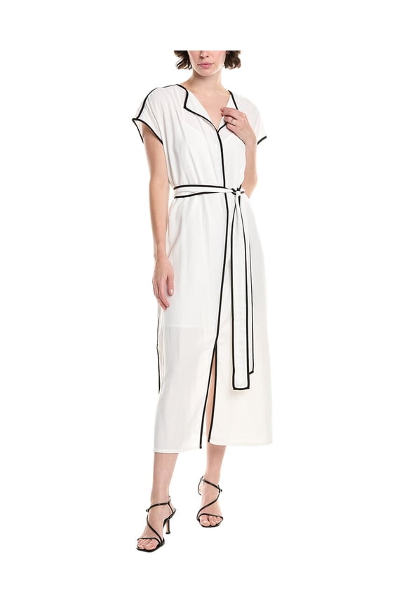 womens Belted Midi Dress, xs, White