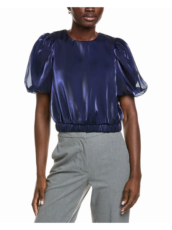 womens Blouson Sheen Top, s, Blue
