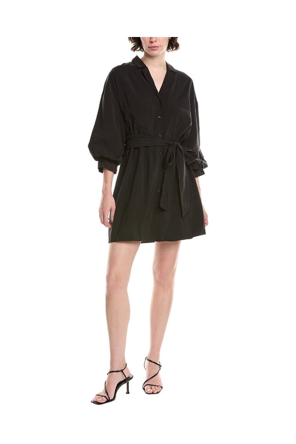 womens  Blouson Shirt Dress, l, Black