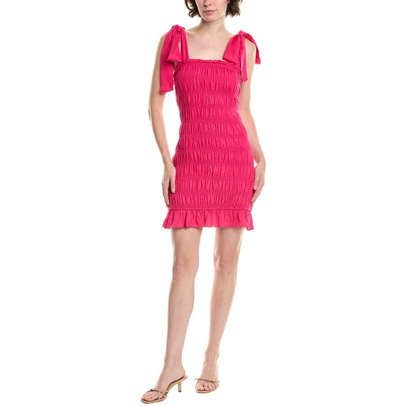 Endless Rose womens Bow Linen-Blend Mini Dress, l, Pink