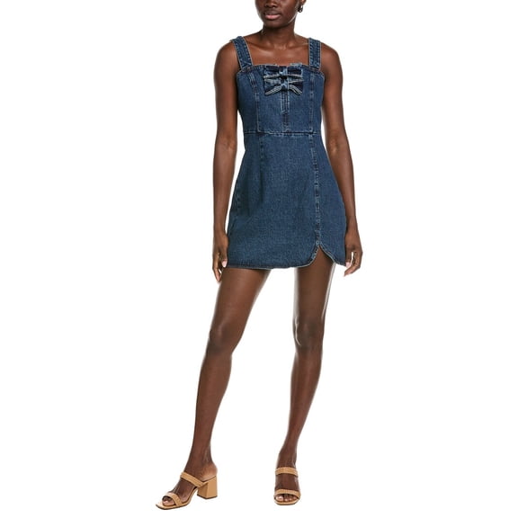 Endless Rose womens  Bow Trim Denim Mini Dress, s, Blue