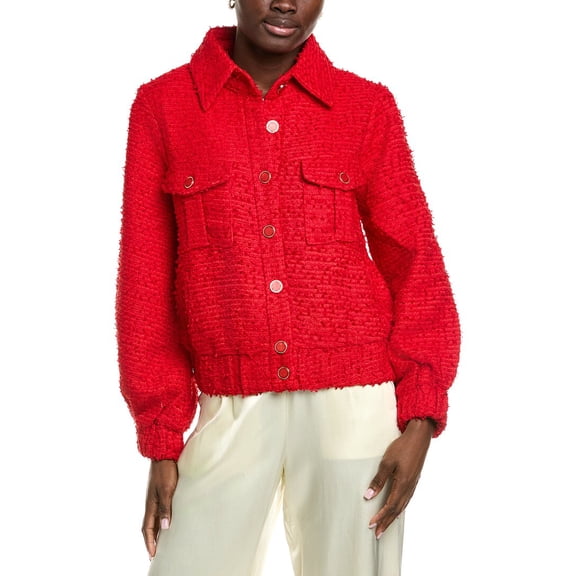 Endless Rose womens  Double Pocket Tweed Jacket, xs, Red