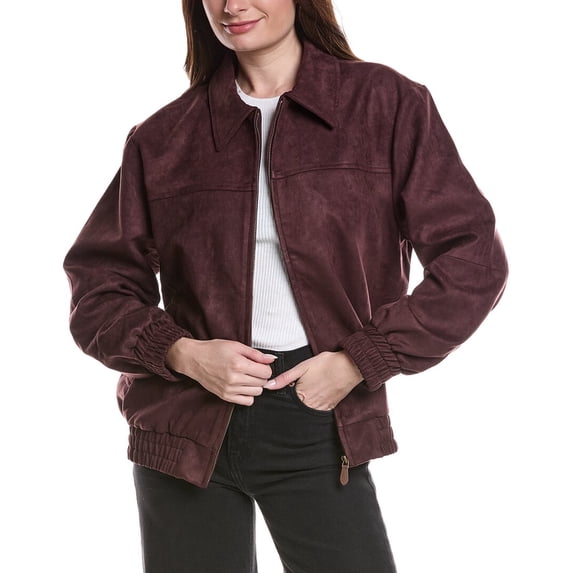 Endless Rose womens Faux Suede Work Jacket, xs, Red