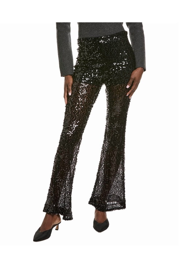 womens  Flared Sequins Pant, m, Black