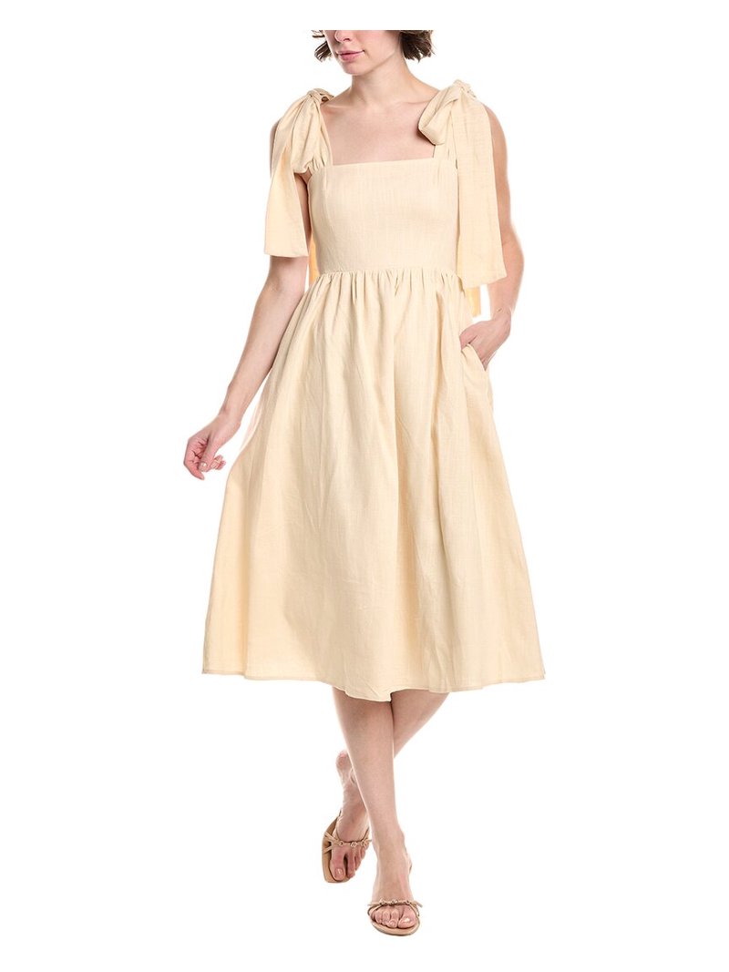 Endless Rose womens Linen-Blend Midi Dress, l, Tan Endless Rose womens Linen-Blend Midi Dress, l, Tan