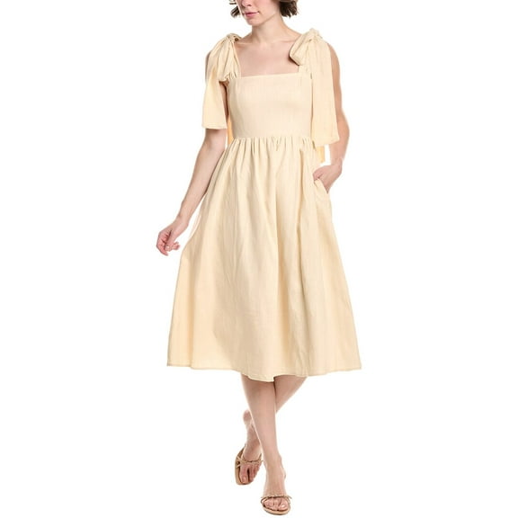 Endless Rose womens  Linen-Blend Midi Dress, s, Tan
