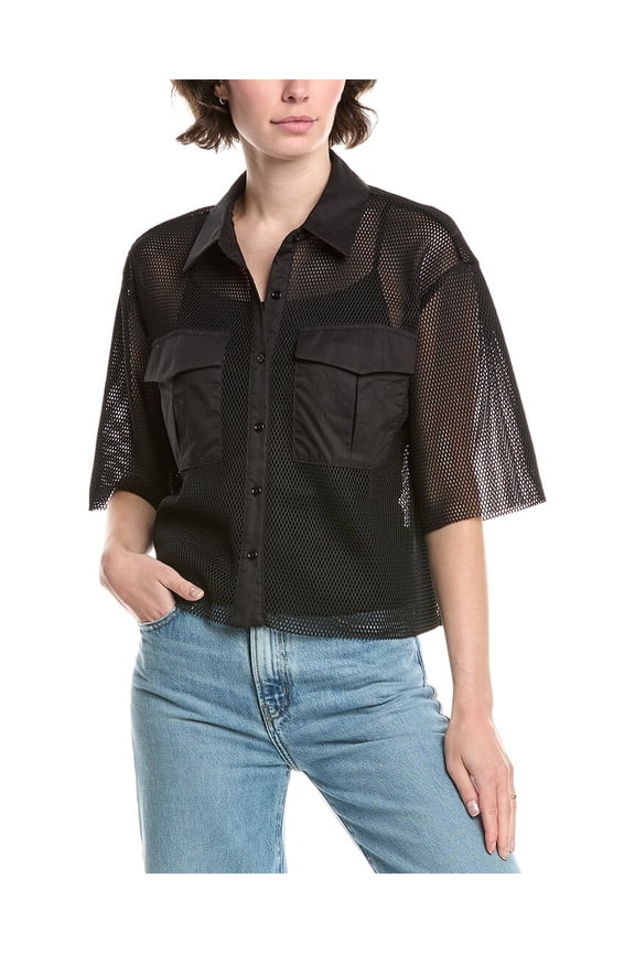 womens  Mesh Net Top, xs, Black