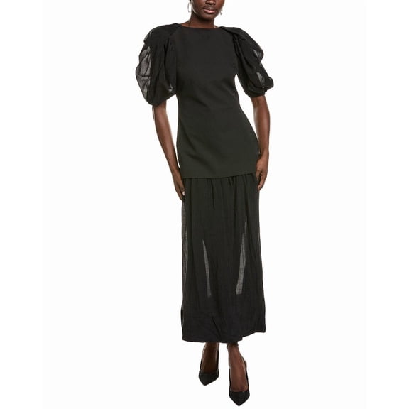 Endless Rose womens  Mixed Media Drop-Waist Maxi Dress, s, Black